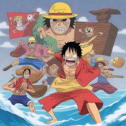 Generate an image featuring characters from the popular anime and manga series, 'One Piece'