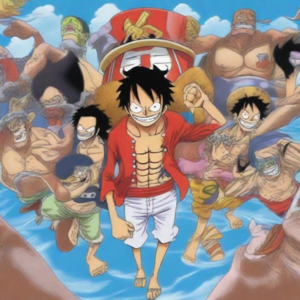 Generate an image featuring characters from the popular anime and manga series, 'One Piece'