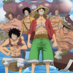 Generate an image featuring characters from the popular anime and manga series, 'One Piece'