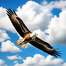 Generate an image of a large bird, such as an albatross or an eagle, soaring gracefully through the sky