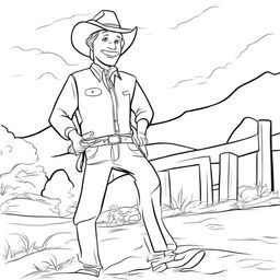 A cowboy standing with open arms, waiting to catch his toddler who is running towards him