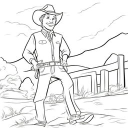 A cowboy standing with open arms, waiting to catch his toddler who is running towards him