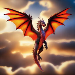 An impressive image of a dragon in full flight