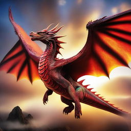 An impressive image of a dragon in full flight