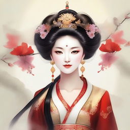 Generate an image of an elegant Chinese goddess in traditional ancient attire