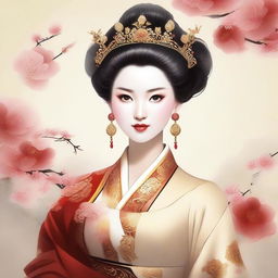 Generate an image of an elegant Chinese goddess in traditional ancient attire