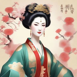 Generate an image of an elegant Chinese goddess in traditional ancient attire