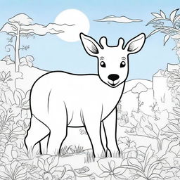 Create a children's coloring book page filled with a variety of fun and engaging images to color