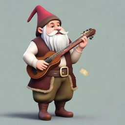 Generate an image of a gnome bard in a realistic style