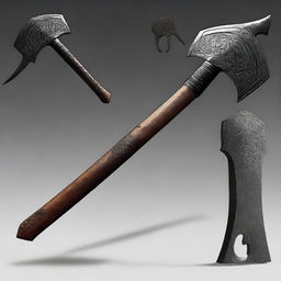 Create an image of Voidcleaver, a large battle axe with a dark, obsidian blade that absorbs light