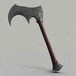 Create an image of Voidcleaver, a large battle axe with a dark, obsidian blade that absorbs light