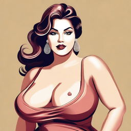 A tastefully rendered image of a curvaceous woman with an ample bust