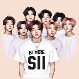 Design a varsity crew neck style t-shirt graphic inspired by BTS's album 'So 4 More'