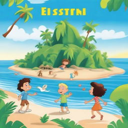 Generate a kids movie poster for a film titled: 'Epstein's Island'