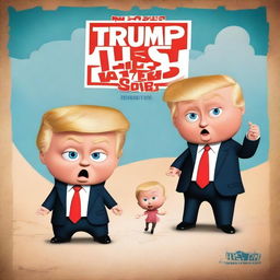 Generate a kids movie poster for a film titled: 'Donald Trump vs The Boss Baby'