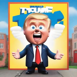 Generate a kids movie poster for a film titled: 'Donald Trump vs The Boss Baby'