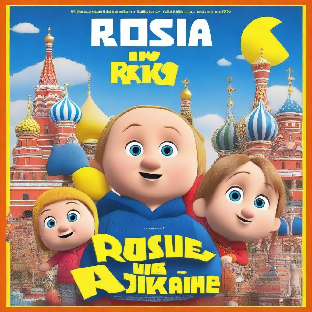 Generate a kids movie poster for a film titled: 'Russia Vs Ukraine'