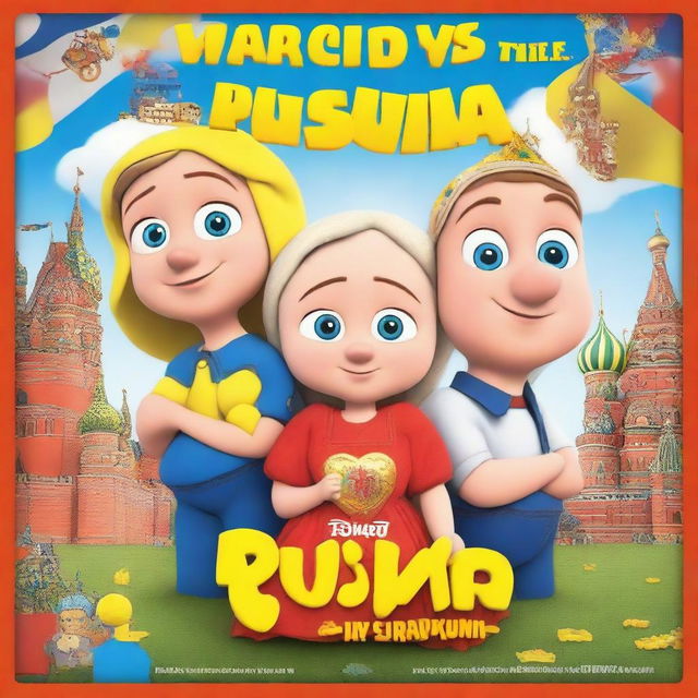 Generate a kids movie poster for a film titled: 'Russia Vs Ukraine'