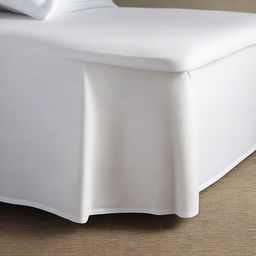 A close-up image of the corner of a bed in a hotel room