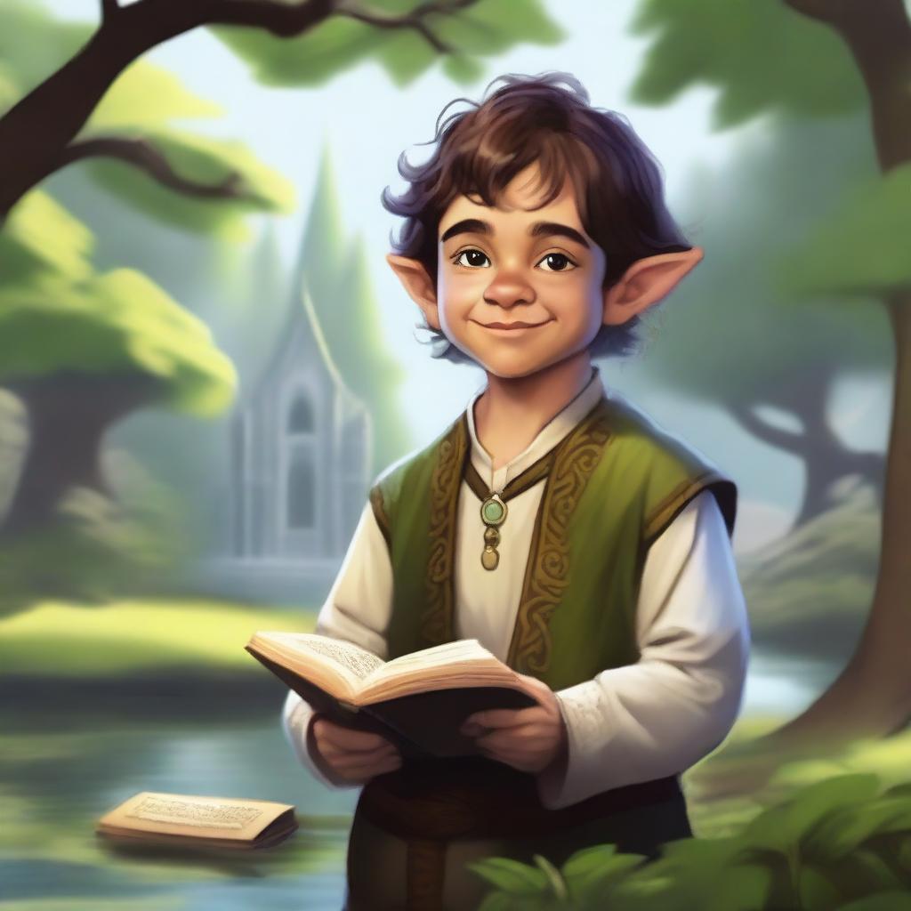 A vibrant and realistic digital art portrait of a halfling cleric