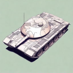 Create a 2D image of a tank from a top view. The tank should be detailed and clearly recognizable.