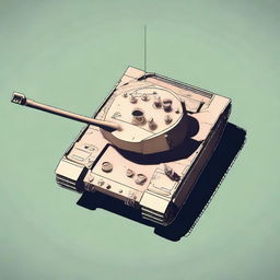 Create a 2D image of a tank from a top view. The tank should be detailed and clearly recognizable.