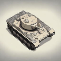 Create a 2D image of a tank from a top view. The tank should be detailed and clearly recognizable.