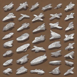 Generate an image depicting various spaceship components