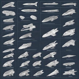 Generate an image depicting various spaceship components