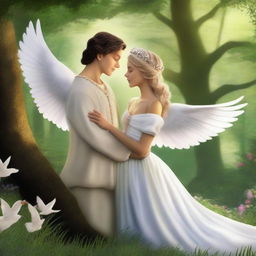 Create an image for the cover page of a book titled "The Dove's Guidance: A Tale of Love and Destiny"