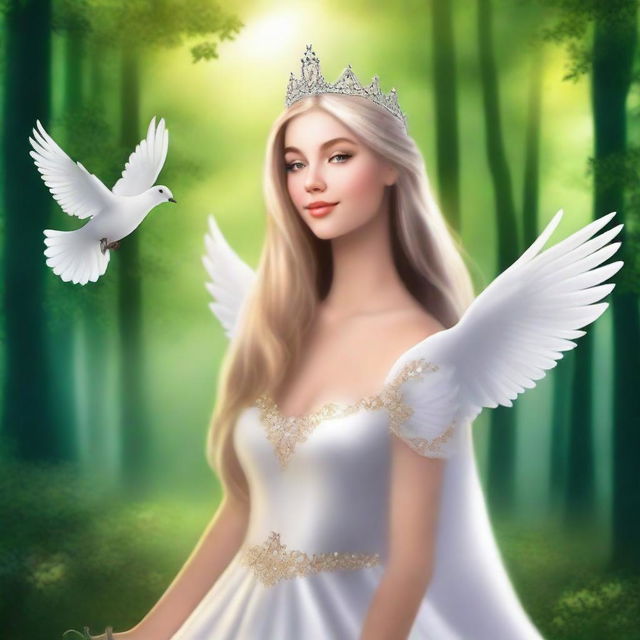 Create an image for the cover page of a book titled "The Dove's Guidance: A Tale of Love and Destiny"