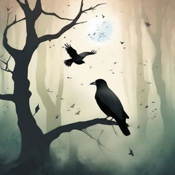 Create a cover for a fairy tale titled "The Crow and the Dove