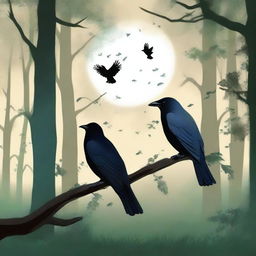 Create a cover for a fairy tale titled "The Crow and the Dove