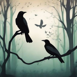 Create a cover for a fairy tale titled "The Crow and the Dove