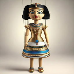 Generate an image of a marionette doll wearing traditional Egyptian attire.