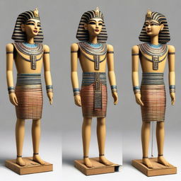 Generate an image of a marionette doll wearing traditional Egyptian attire.
