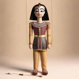 Generate an image of a marionette doll wearing traditional Egyptian attire.