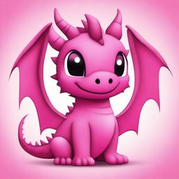 Create a cute, kawaii-style dragon in a vibrant fuchsia color