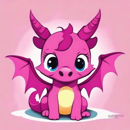 Create a cute, kawaii-style dragon in a vibrant fuchsia color