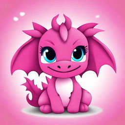 Create a cute, kawaii-style dragon in a vibrant fuchsia color