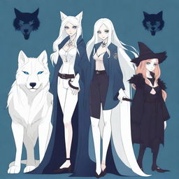 A white she-wolf, a vampire, a witch, and in the middle, a normal girl