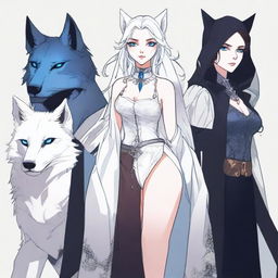 A white she-wolf, a vampire, a witch, and in the middle, a normal girl