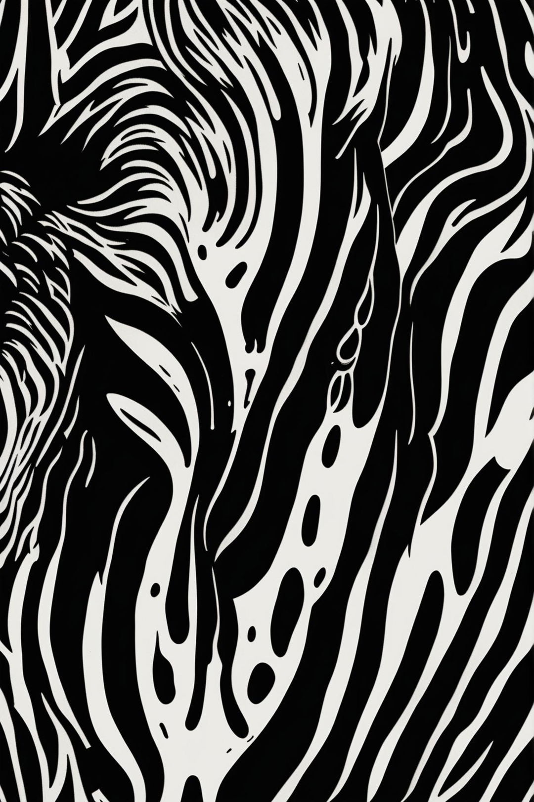 Generate an image of a simple, yet striking black and white zebra pattern.