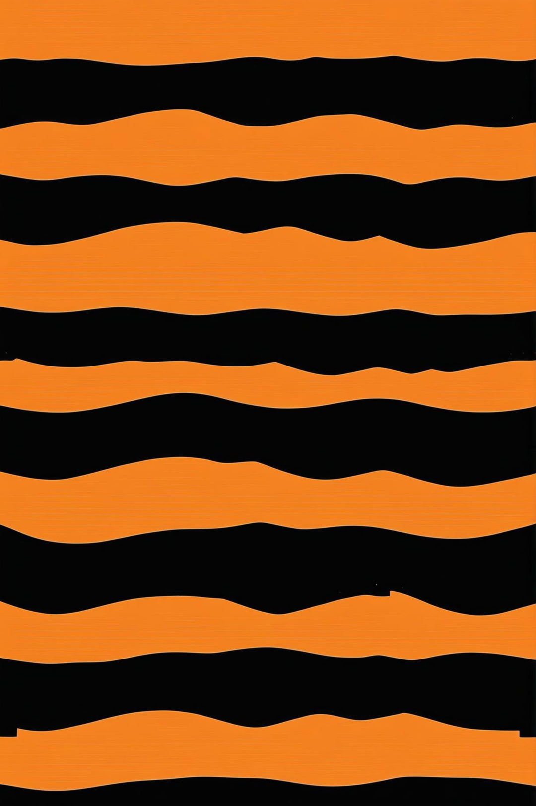 Generate an image of a vibrant orange zebra pattern wallpaper with bold, black stripes.