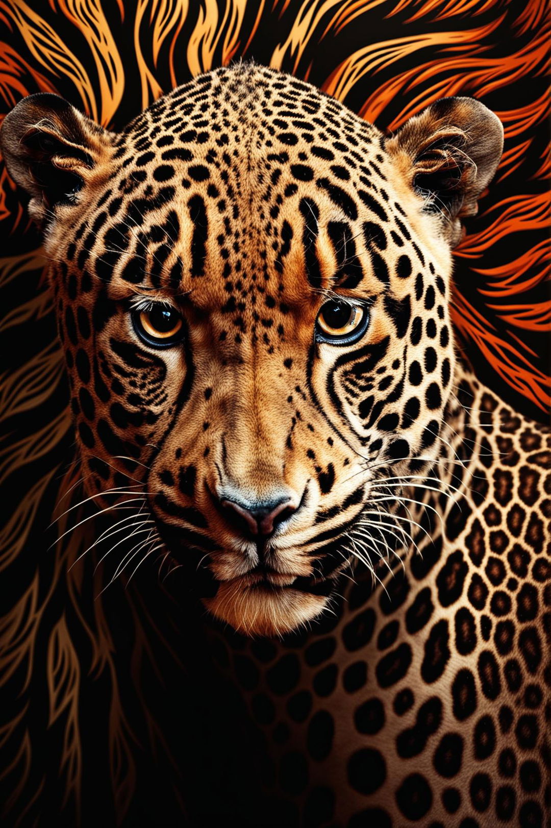 The user has requested an image that features a vibrant and realistic cheetah pattern print filling the entire frame.