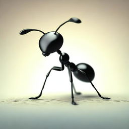 Generate an image of a sad ant sitting down