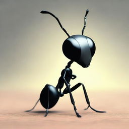 Generate an image of a sad ant sitting down