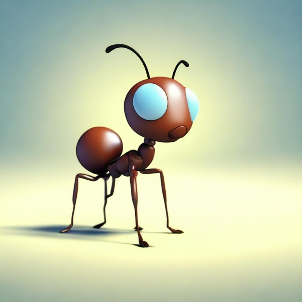 Generate an image of a sad ant sitting down