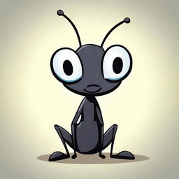 Generate an image of a sad cartoon ant sitting down