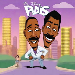 Generate a movie poster featuring Eddie Murphy in a comedic setting, referencing the movie 'The PJs'